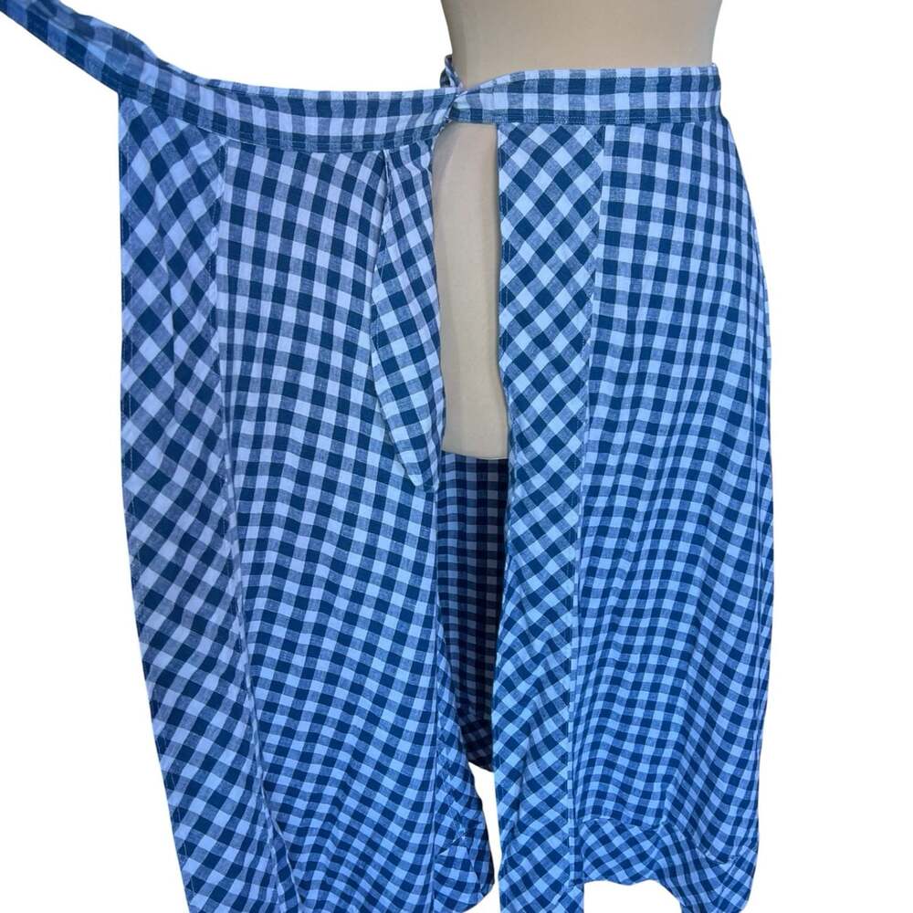 Polo Ralph Lauren Linen Gingham Plaid Wrap Maxi Skirt Women’s Medium Blue White - Picture 10 of 16